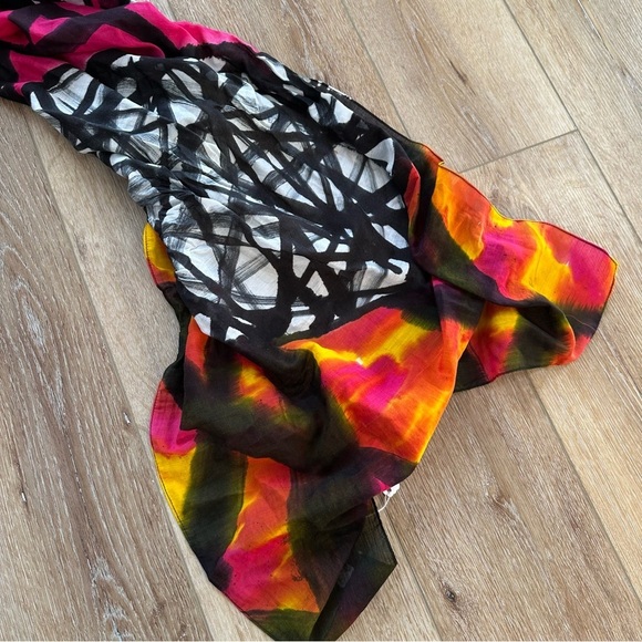 Paisley Road Multicolor Abstract Women’s Silk w Cotton Scarf OS NWT - Picture 3 of 11